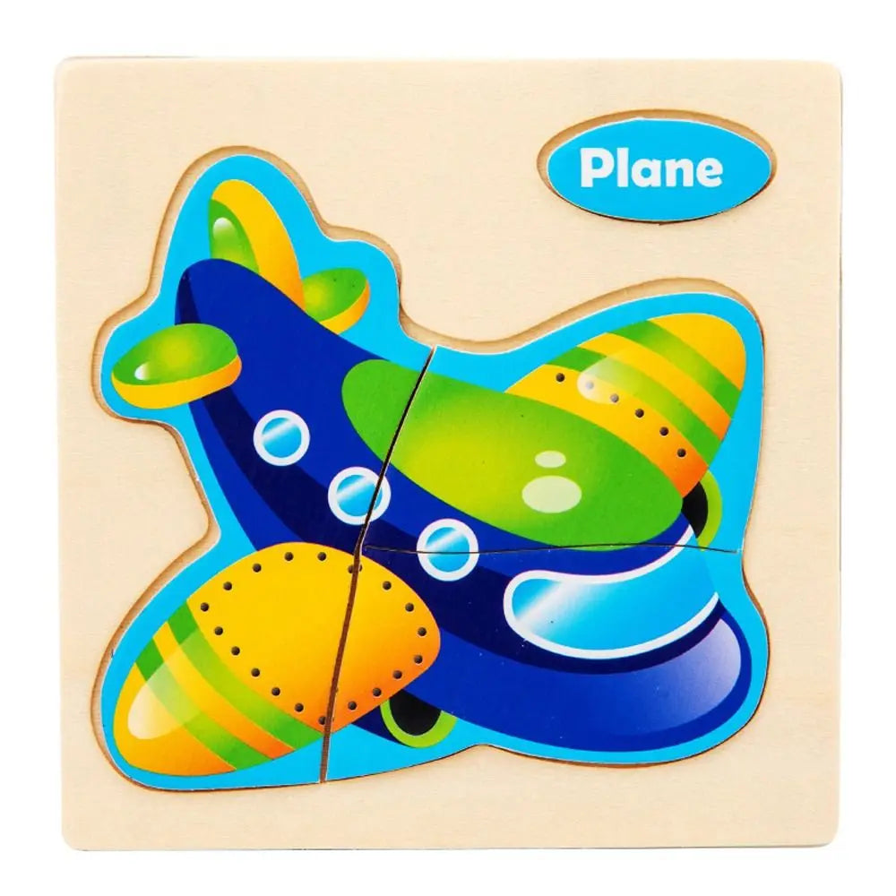 Wood 3D Animal Jigsaw Traffic Jigsaw Toys Multiple-topic Puzzle 3D Wooden Puzzle Animal Learning Cognition Baby Montessori Toys