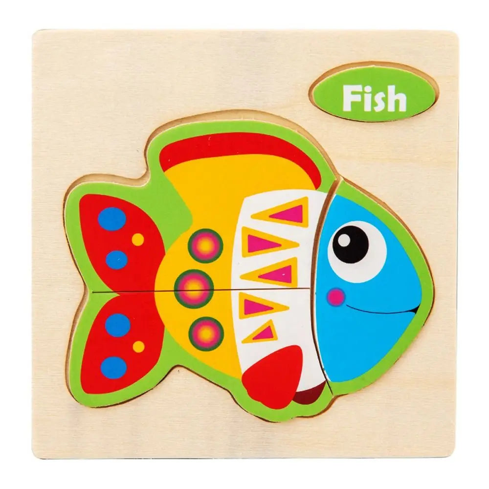 Wood 3D Animal Jigsaw Traffic Jigsaw Toys Multiple-topic Puzzle 3D Wooden Puzzle Animal Learning Cognition Baby Montessori Toys