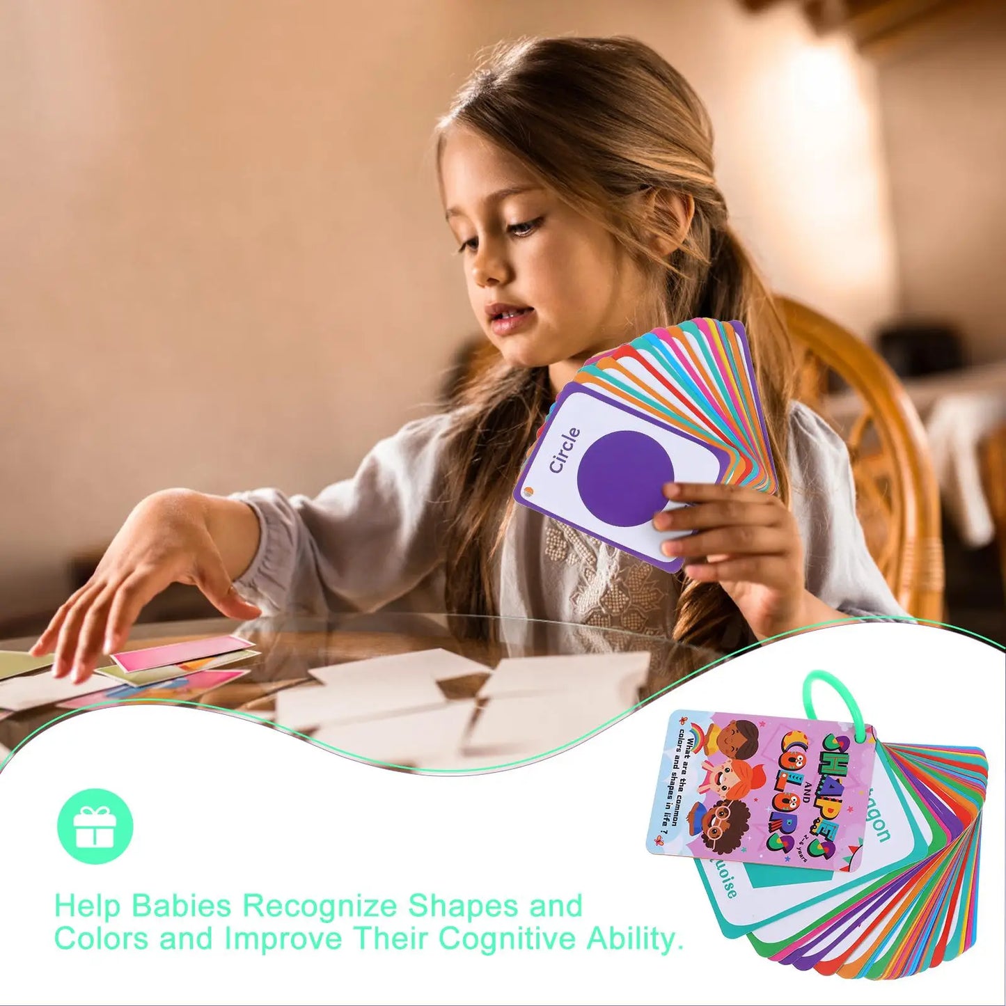 49 Pcs Early Education Cognitive Cards Kids Shapes Geometric Flashcards Portable Sensory Learning Toddler Baby Preschool