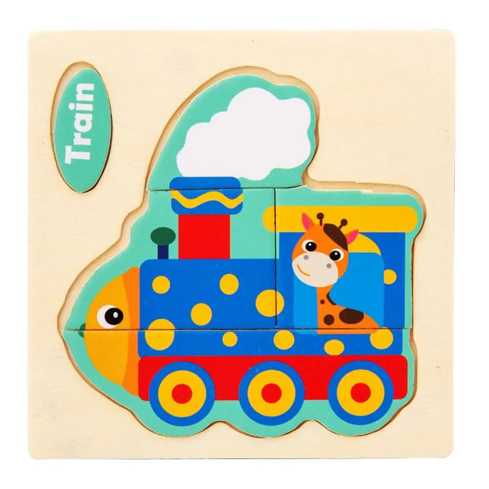 Wood 3D Animal Jigsaw Traffic Jigsaw Toys Multiple-topic Puzzle 3D Wooden Puzzle Animal Learning Cognition Baby Montessori Toys
