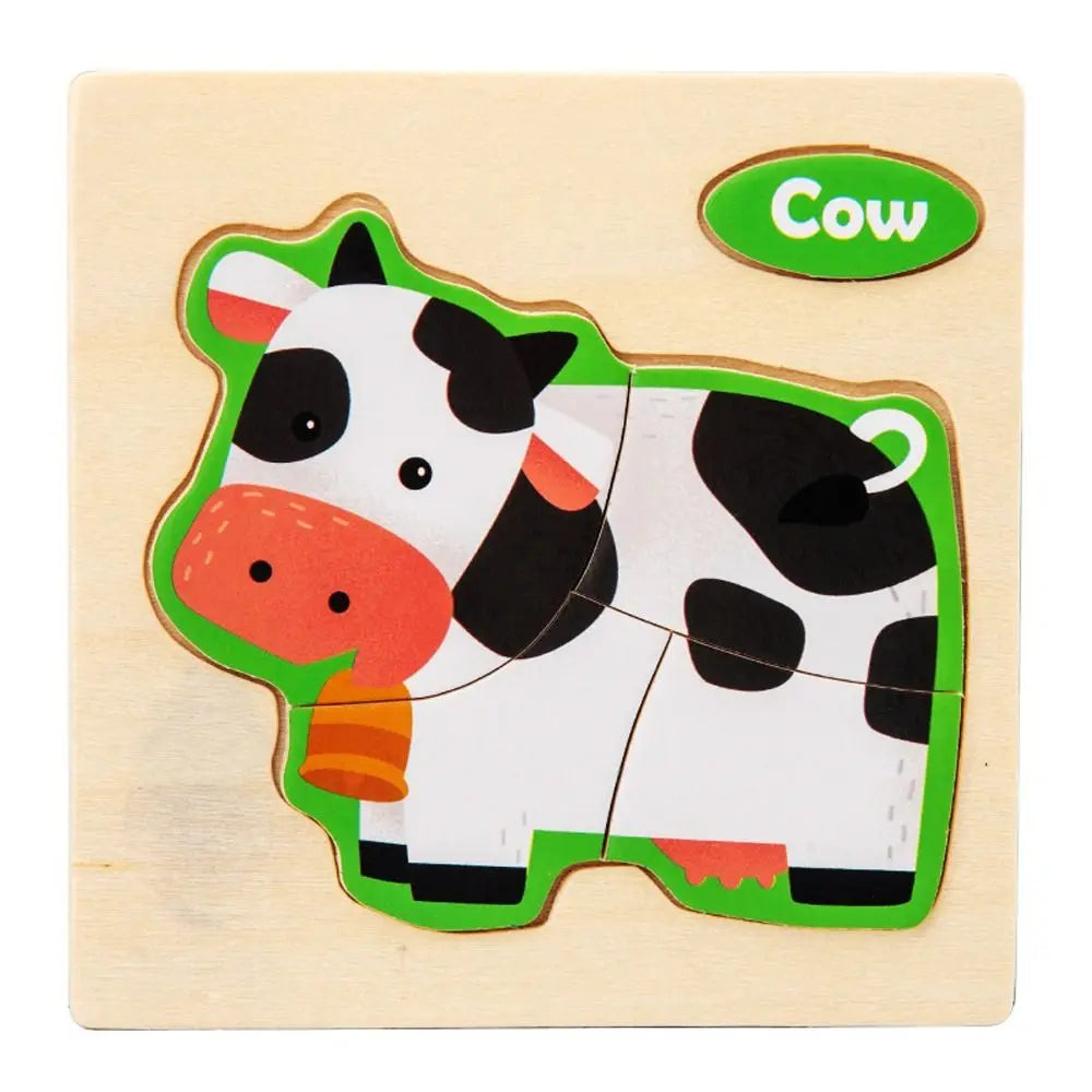 Wood 3D Animal Jigsaw Traffic Jigsaw Toys Multiple-topic Puzzle 3D Wooden Puzzle Animal Learning Cognition Baby Montessori Toys