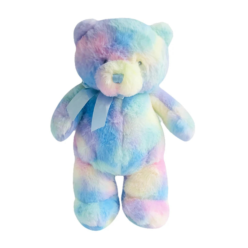 36 cm Brown Teddy Bear Stuffed Animal Toy Sleeping Mate For Girl Boy Baby Kids Tie-Dye Rainbow Bear Plush Toys