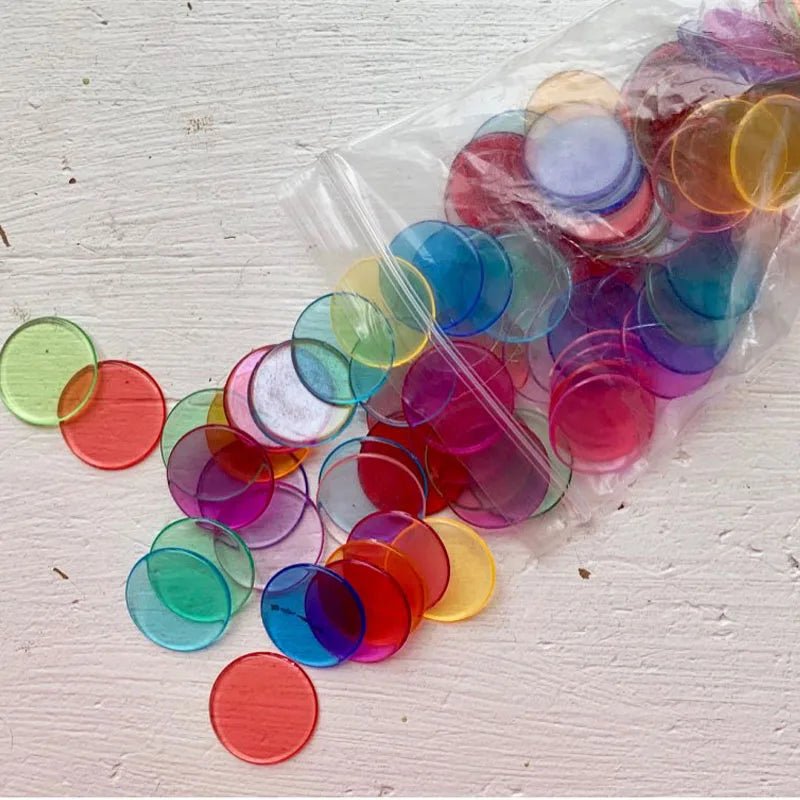 100Pcs Montessori Color Cognitive Math Learning Education Toys For Children Magnetic Stick With Plastic Coin Classroom Supplies