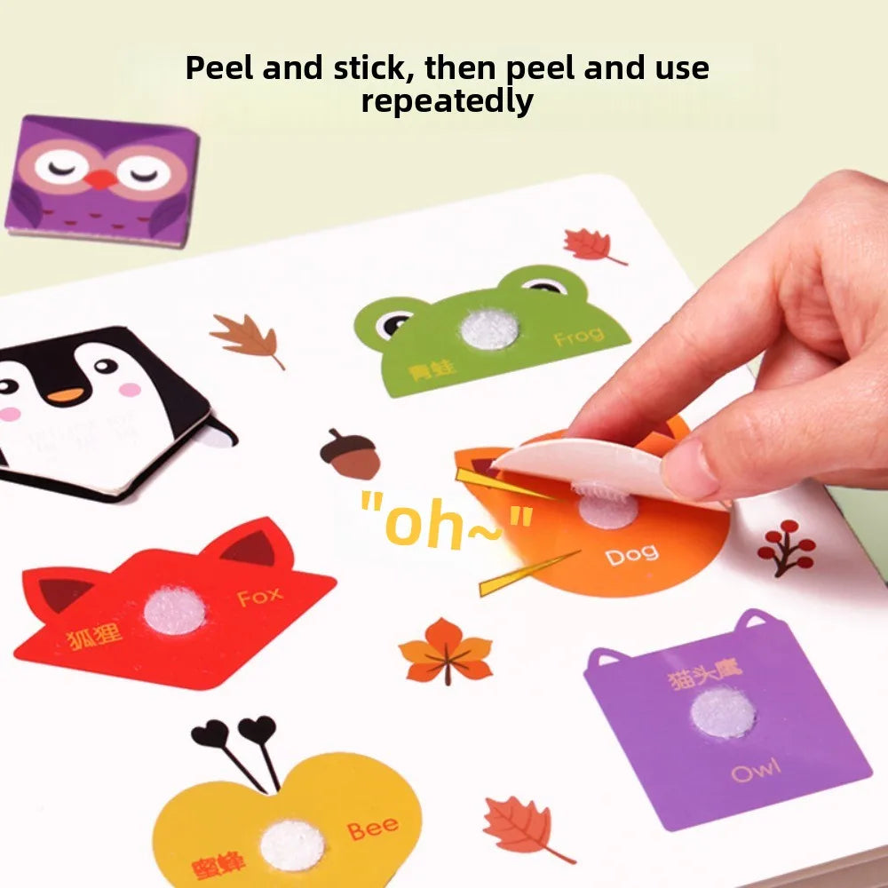 New Montessori Scene Stickers for Children DIY Hand-on Puzzle Reusable Books Cartoon Learning Cognition for Kids Gift