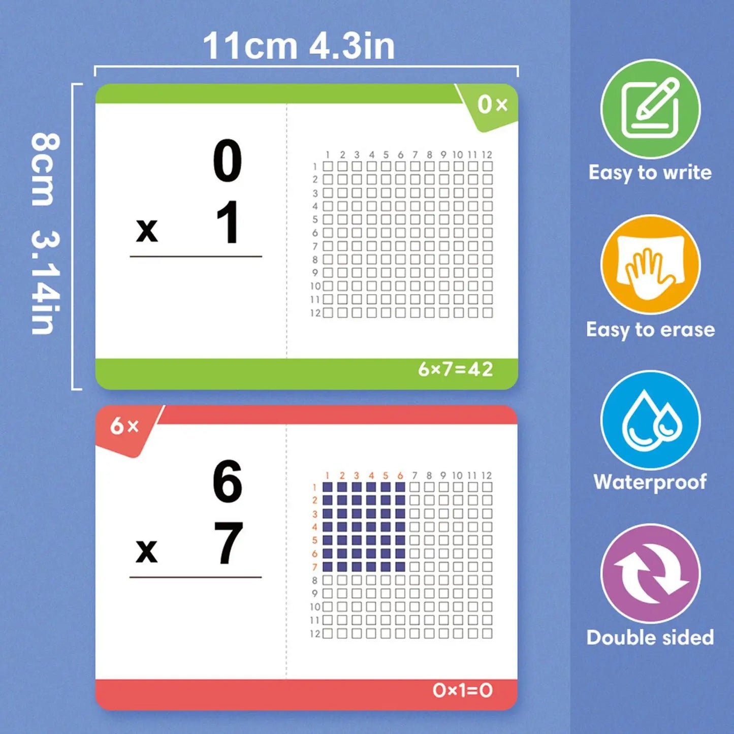 Multiplication Flash Cards 0-12 Flashcards Kindergarten Learning Educational Math Cards for Children Gift Teacher Supplies