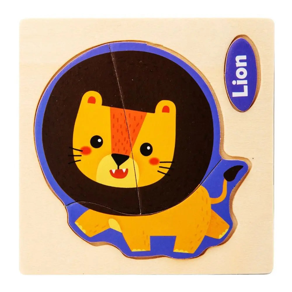 Wood 3D Animal Jigsaw Traffic Jigsaw Toys Multiple-topic Puzzle 3D Wooden Puzzle Animal Learning Cognition Baby Montessori Toys
