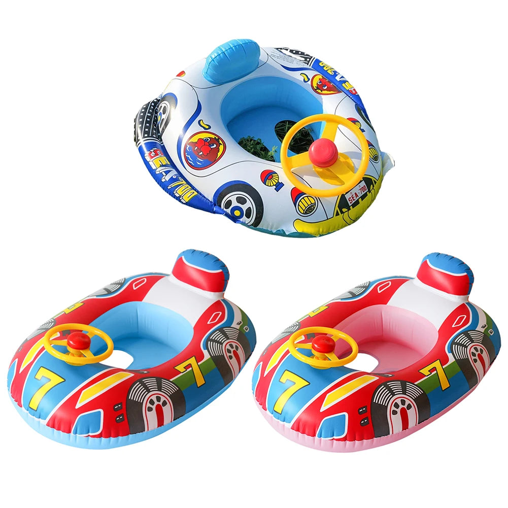 Inflatable Baby Swimming Rings Seat Floating Sun Shade Toddler PVC Swim Circle Fun Pool Bathtub Summer Beach Party Water Toys