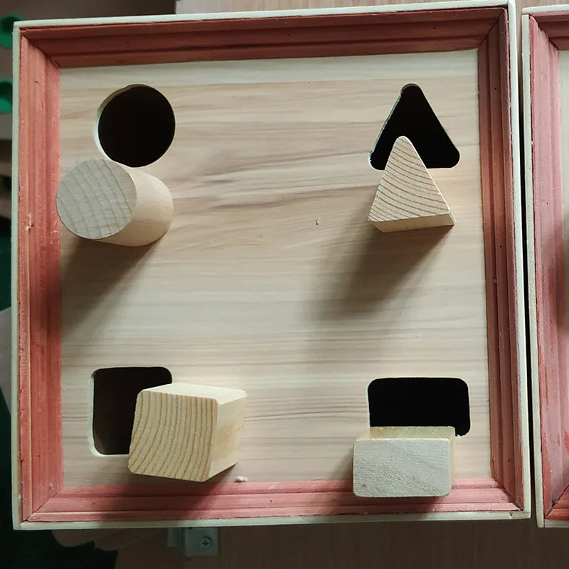 New shape matching cognitive building block intellectual learning box wooden children's 2-year-old baby porous rehabilitation