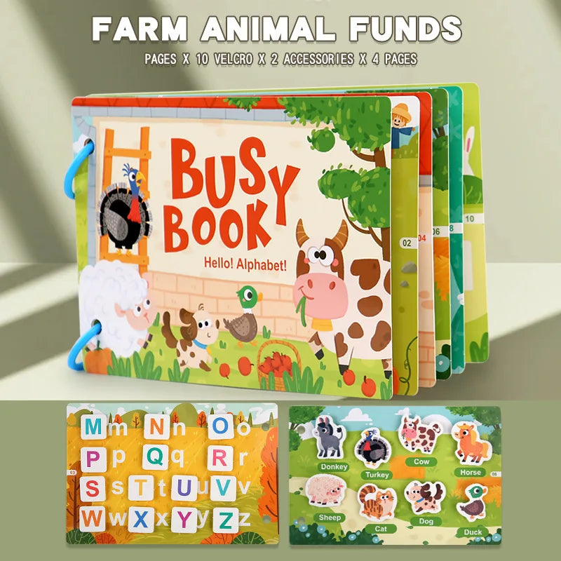 New Montessori Scene Stickers for Children DIY Hand-on Puzzle Reusable Books Cartoon Learning Cognition for Kids Gift