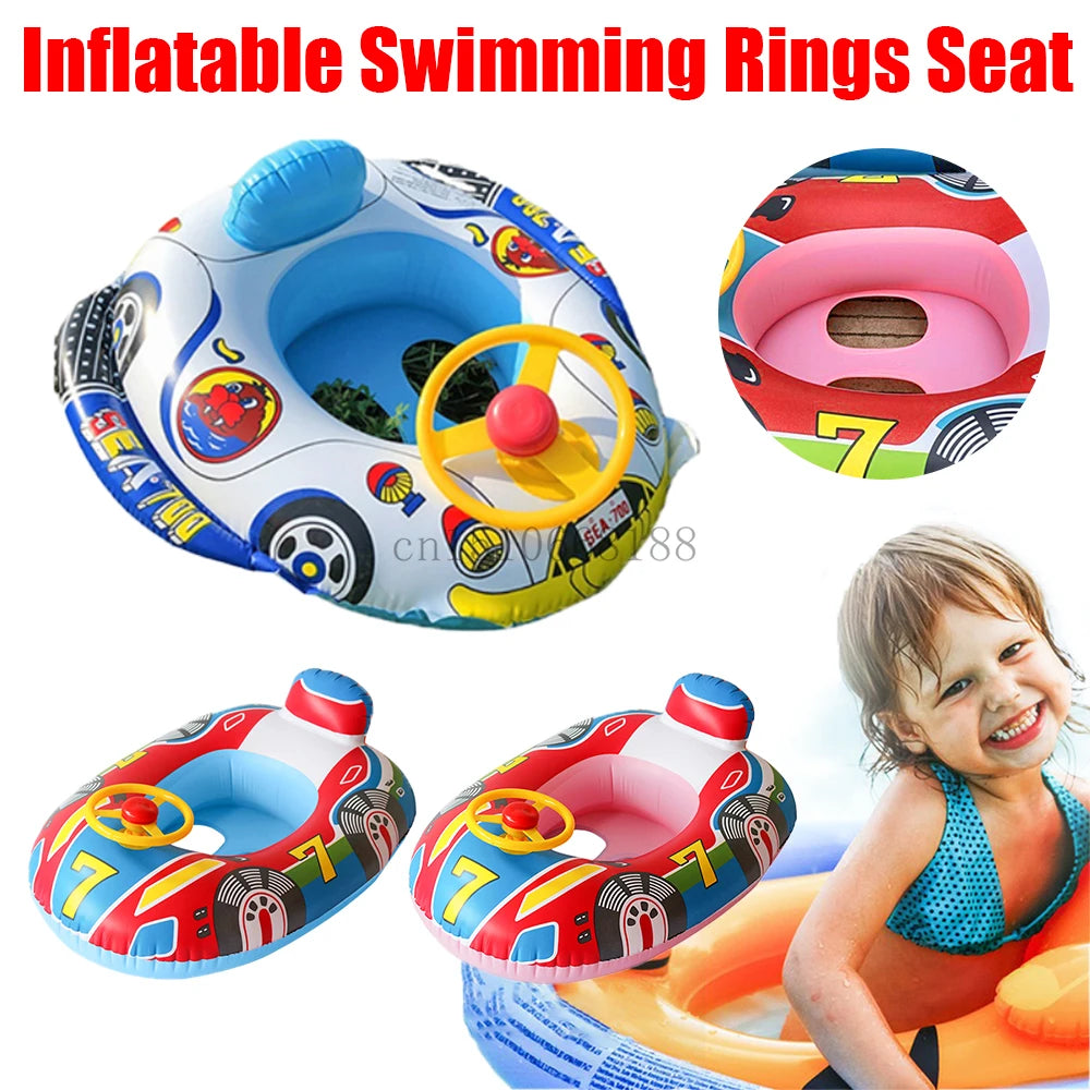 Inflatable Baby Swimming Rings Seat Floating Sun Shade Toddler PVC Swim Circle Fun Pool Bathtub Summer Beach Party Water Toys