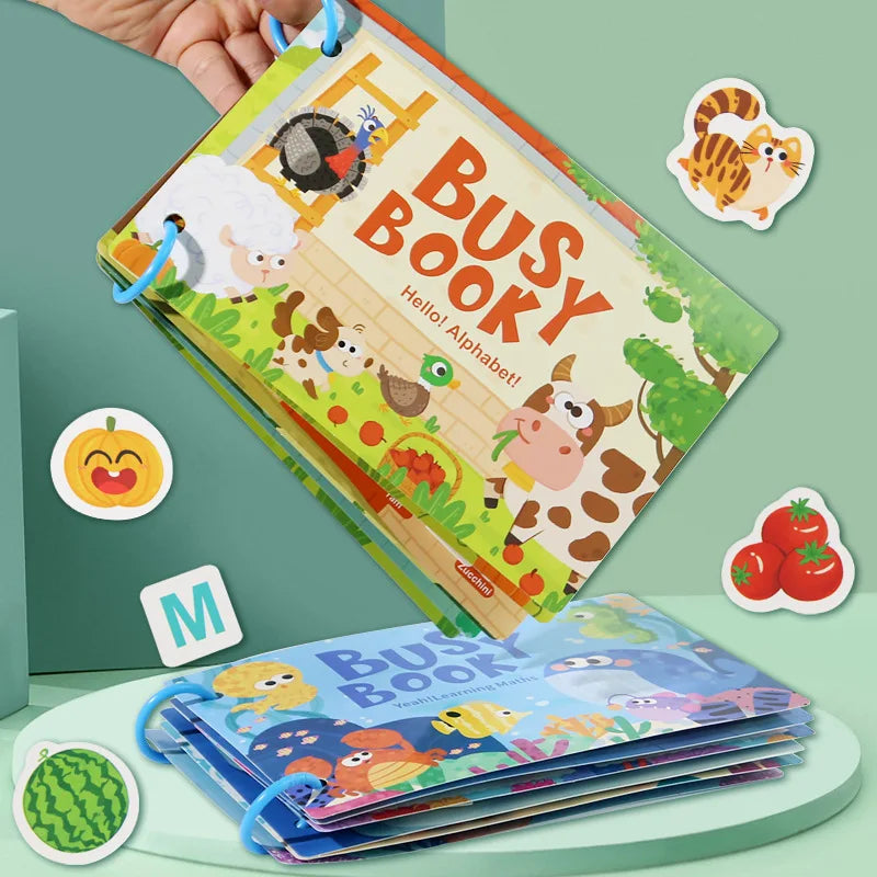 New Montessori Scene Stickers for Children DIY Hand-on Puzzle Reusable Books Cartoon Learning Cognition for Kids Gift