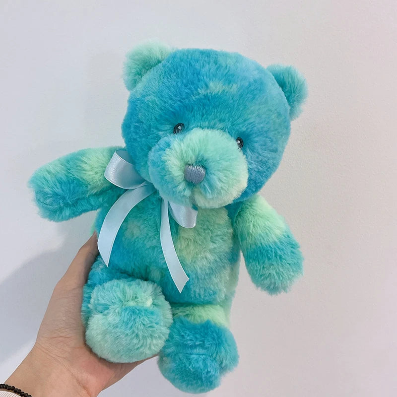 25 cm Colorful Teddy Bear Stuffed Animal Toys Sleeping Mate For Girl Baby Kids Tie-Dye Rainbow Bear Plush Toy Baby Gifts