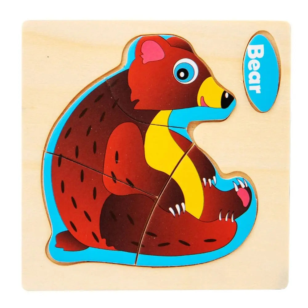 Wood 3D Animal Jigsaw Traffic Jigsaw Toys Multiple-topic Puzzle 3D Wooden Puzzle Animal Learning Cognition Baby Montessori Toys