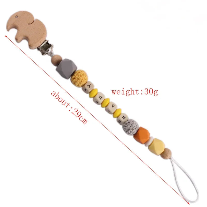 Personalized Name Baby Pacifier Clips Silicone Heart Wood Dummy Nipple Holder Clip Chain Pacifiers Teethers Newborn Teething Toy
