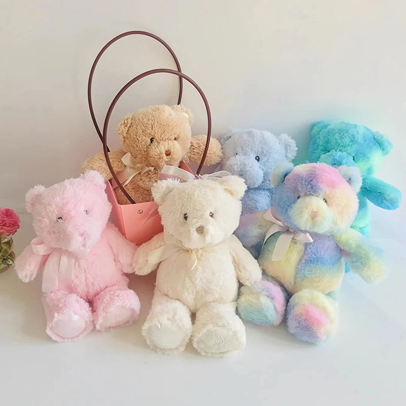 25 cm Colorful Teddy Bear Stuffed Animal Toys Sleeping Mate For Girl Baby Kids Tie-Dye Rainbow Bear Plush Toy Baby Gifts