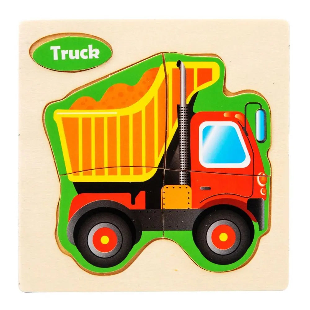 Wood 3D Animal Jigsaw Traffic Jigsaw Toys Multiple-topic Puzzle 3D Wooden Puzzle Animal Learning Cognition Baby Montessori Toys