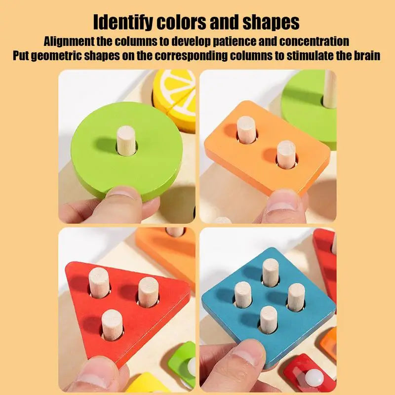 Matching Shape Sorters Toys Wooden Blocks Learning Educational Toy Preschool Math Blocks Game Developmental Sensory Supplies For