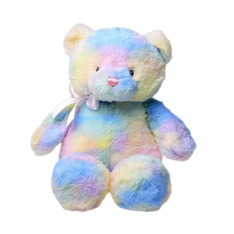 36 cm Brown Teddy Bear Stuffed Animal Toy Sleeping Mate For Girl Boy Baby Kids Tie-Dye Rainbow Bear Plush Toys