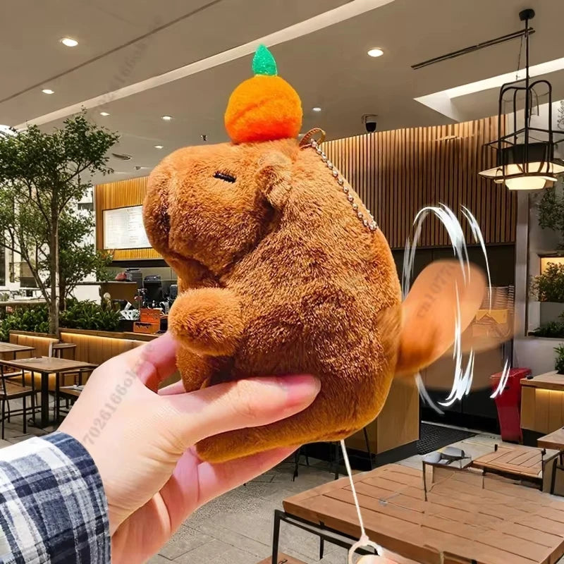 1/3/5/10PCS Plush Persimmon Wagging Tail Capybara Key Pendant Cute Plush Keychain Plush Doll Toy Schoolbag Pendant Gift Pendant
