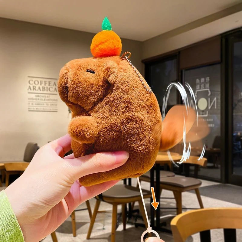 1/3/5/10PCS Plush Persimmon Wagging Tail Capybara Key Pendant Cute Plush Keychain Plush Doll Toy Schoolbag Pendant Gift Pendant