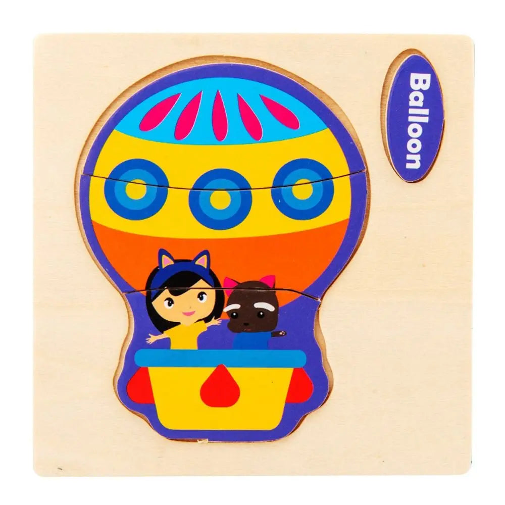Wood 3D Animal Jigsaw Traffic Jigsaw Toys Multiple-topic Puzzle 3D Wooden Puzzle Animal Learning Cognition Baby Montessori Toys