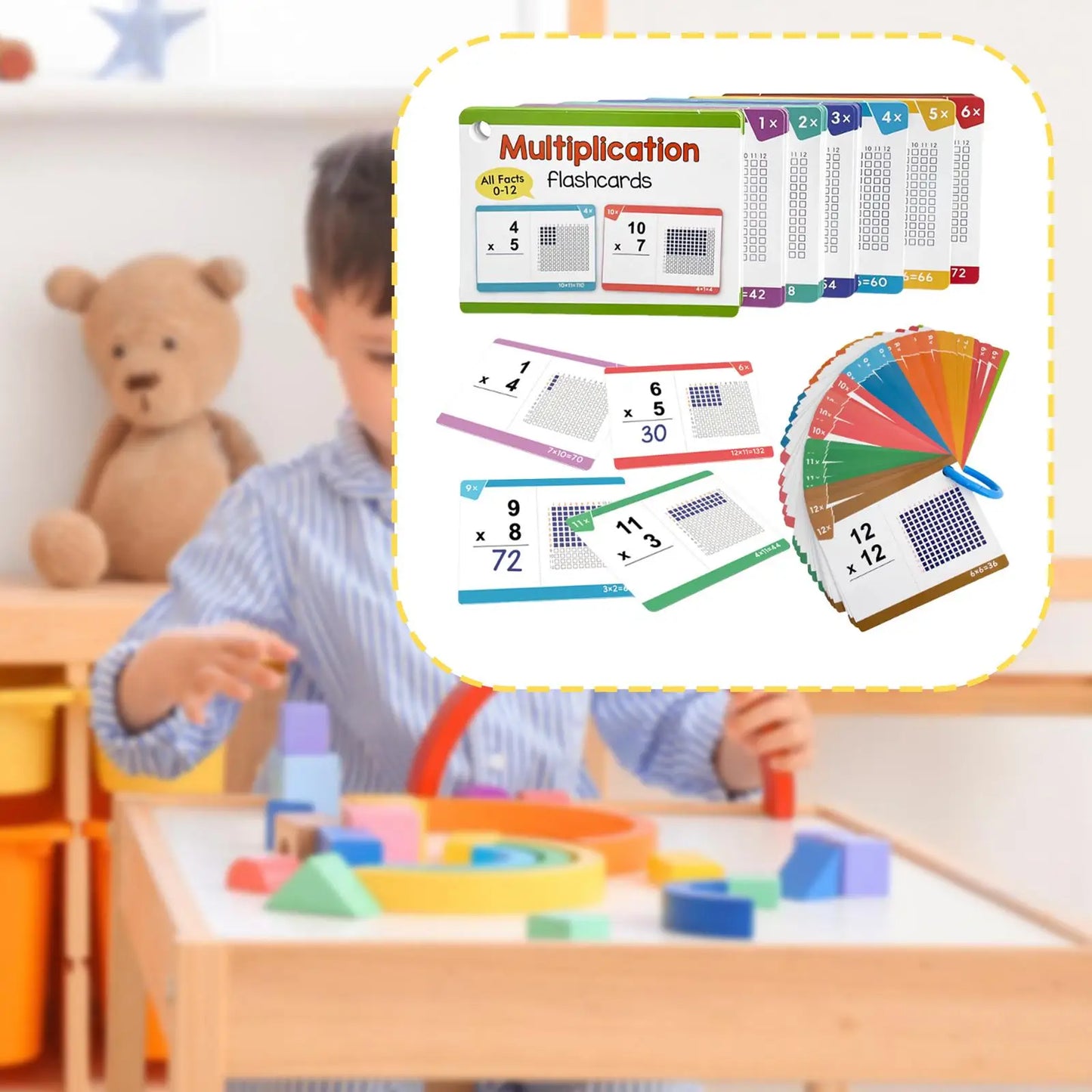 Multiplication Flash Cards 0-12 Flashcards Kindergarten Learning Educational Math Cards for Children Gift Teacher Supplies