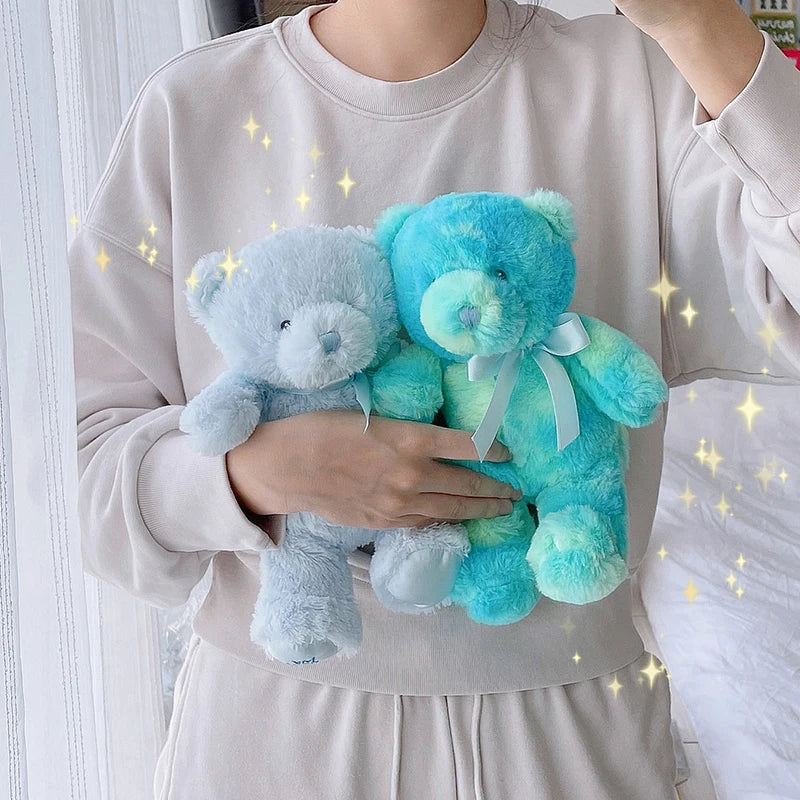 25 cm Colorful Teddy Bear Stuffed Animal Toys Sleeping Mate For Girl Baby Kids Tie-Dye Rainbow Bear Plush Toy Baby Gifts