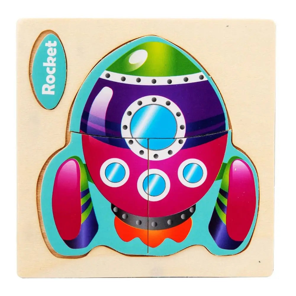 Wood 3D Animal Jigsaw Traffic Jigsaw Toys Multiple-topic Puzzle 3D Wooden Puzzle Animal Learning Cognition Baby Montessori Toys
