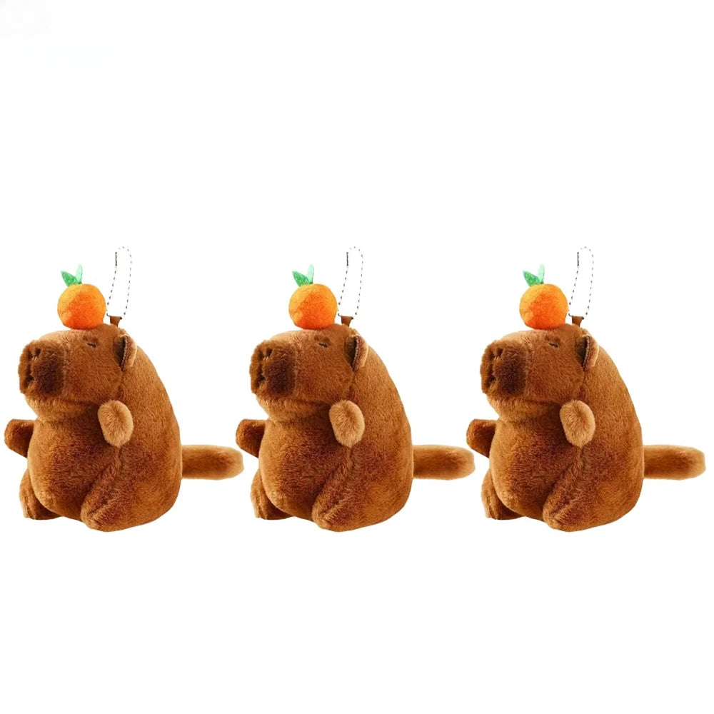 1/3/5/10PCS Plush Persimmon Wagging Tail Capybara Key Pendant Cute Plush Keychain Plush Doll Toy Schoolbag Pendant Gift Pendant