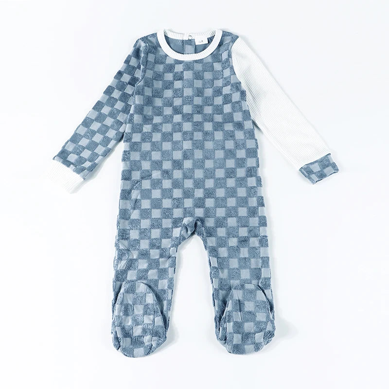 0M-24M Baby Footed Pajamas Newborn Infant & Toddler Onesies Romper Long Slv Terry Sleepers Kid Outfit Jumpsuit With Back Opening