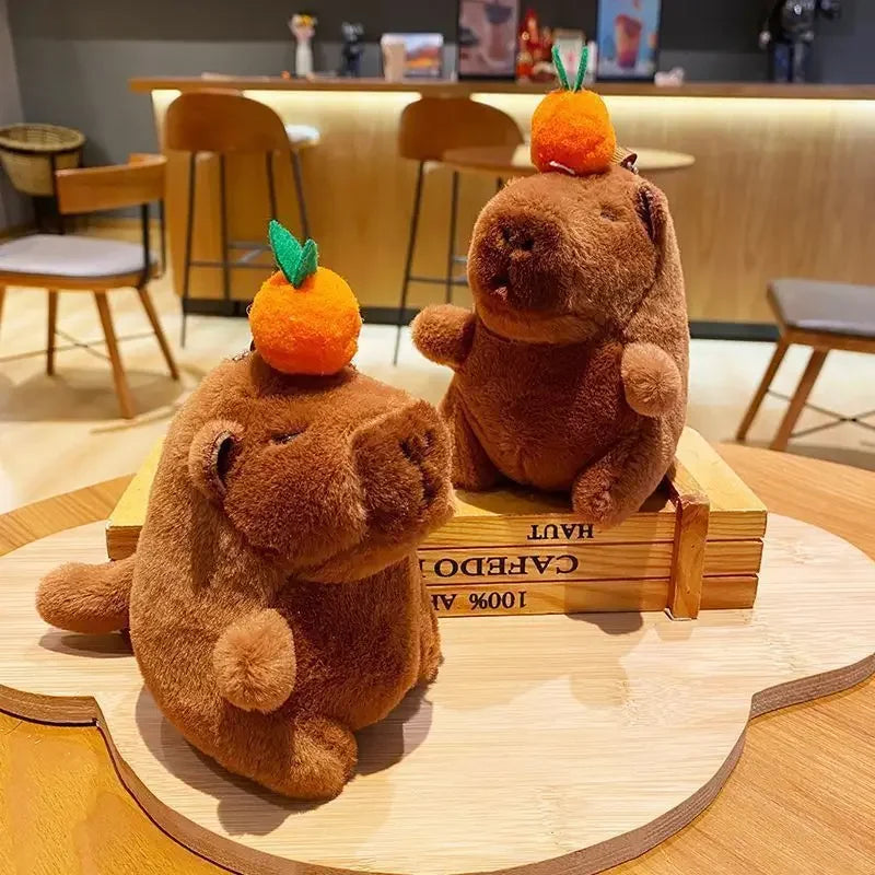 1/3/5/10PCS Plush Persimmon Wagging Tail Capybara Key Pendant Cute Plush Keychain Plush Doll Toy Schoolbag Pendant Gift Pendant
