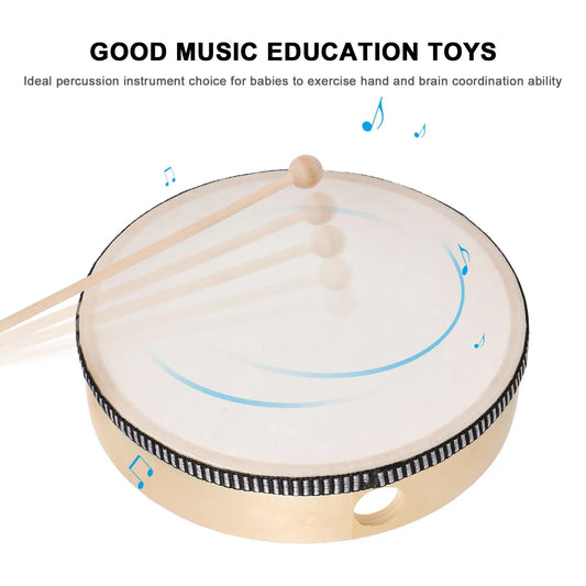 6Pcs Kids Hand Drum Set 6 8 10 Inch Drums with Sticks Percussion Toys Lightweight Musical Instruments for Toddlers Baby Rhythm