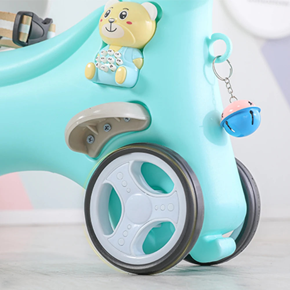 Rocking Horse for Toddlers, Balance Bike Ride On Toys with Push Handle, Backrest and Balance Board for Baby Girl and Boy