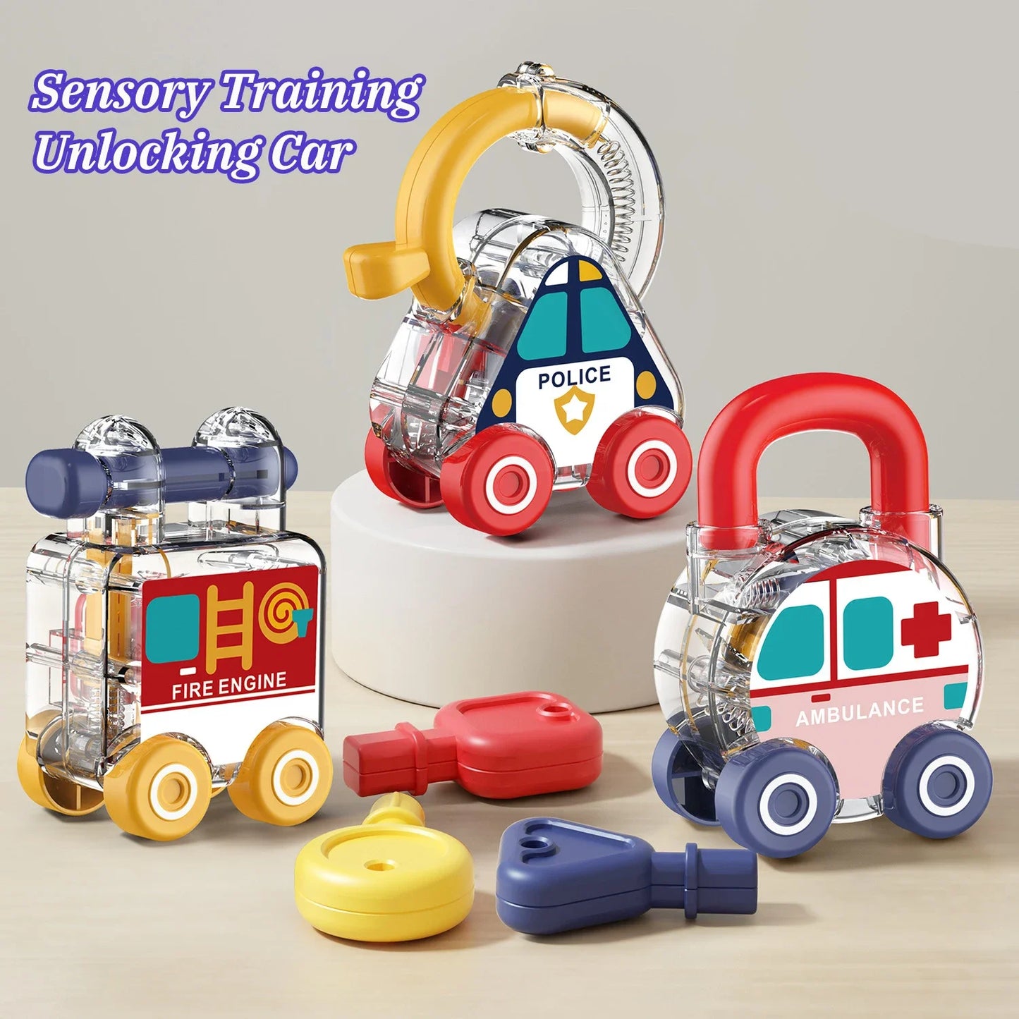 Baby Learning Lock with Key Car Games Learning Lock Unlock Car Toy Kids Montessori Educational Toys Number Matching Lock Toys