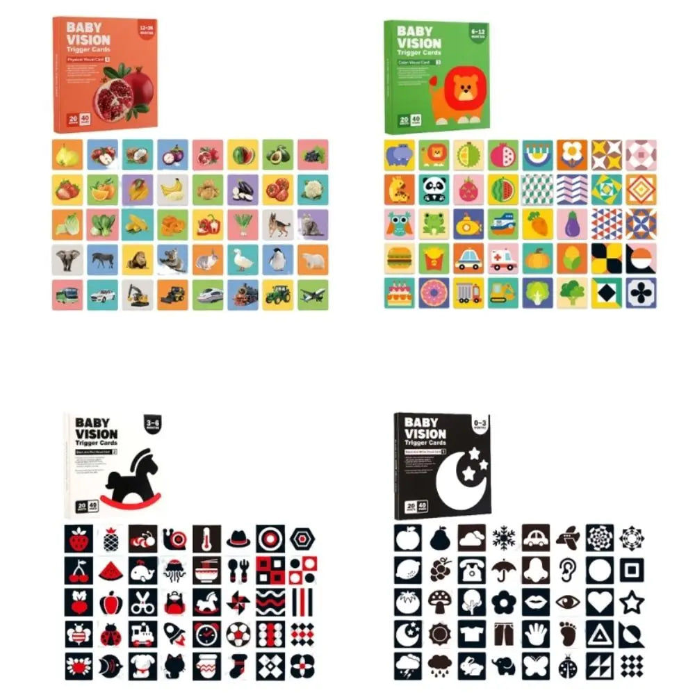 High Contrast Infant Visual Stimulation Card Cognition Early Educational Baby Vision Tigger Cards Color Learning