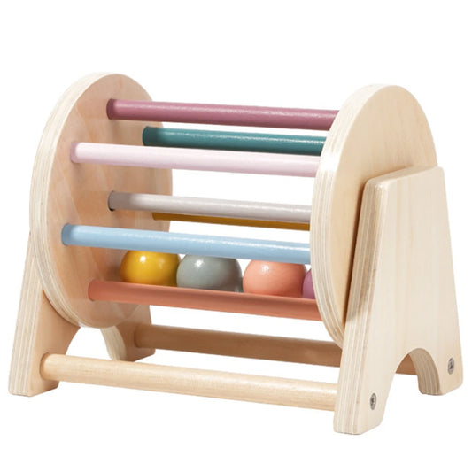 Baby Early Learning Montessori Toys Gift Wooden Rolling Ball Drum Listening Exercise Color Cognition Hand-eye Coordination Train