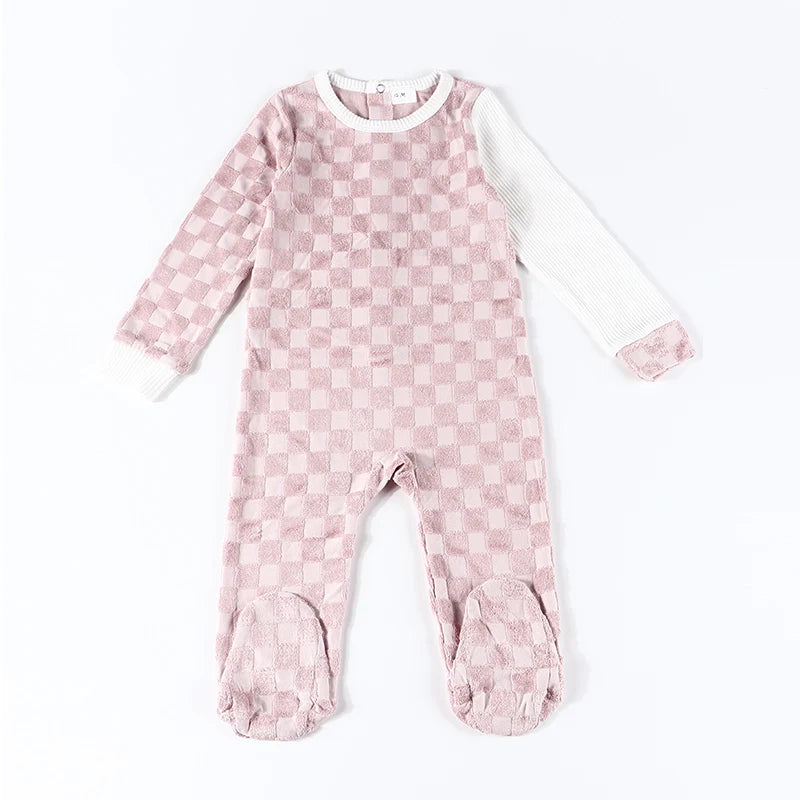 0M-24M Baby Footed Pajamas Newborn Infant & Toddler Onesies Romper Long Slv Terry Sleepers Kid Outfit Jumpsuit With Back Opening