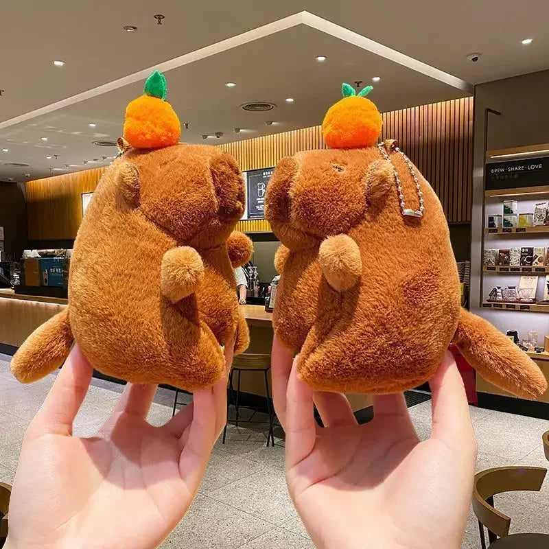 1/3/5/10PCS Plush Persimmon Wagging Tail Capybara Key Pendant Cute Plush Keychain Plush Doll Toy Schoolbag Pendant Gift Pendant