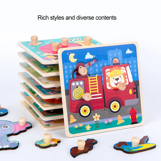 Montessori Baby Toys 3D Wooden Puzzles Children'S Hand Scratch Board Puzzle Kids Early Learning Education Fruit Cognitive Toy
