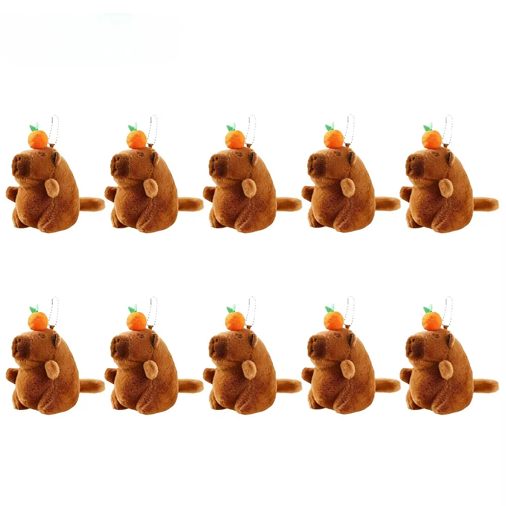 1/3/5/10PCS Plush Persimmon Wagging Tail Capybara Key Pendant Cute Plush Keychain Plush Doll Toy Schoolbag Pendant Gift Pendant