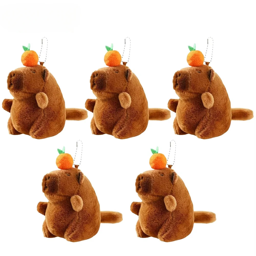 1/3/5/10PCS Plush Persimmon Wagging Tail Capybara Key Pendant Cute Plush Keychain Plush Doll Toy Schoolbag Pendant Gift Pendant